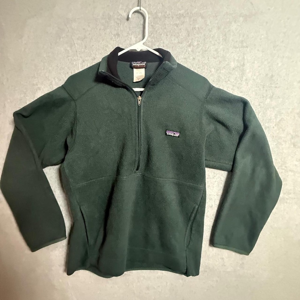 Patagonia Synchilla Fleece Quarter Zip Pullover Hunter Green Mens Small 0025